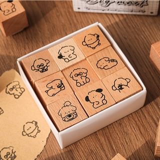 Set of 9: Animal Wooden Stamp