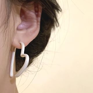 Hoop Earring Heart Open Glaze Alloy