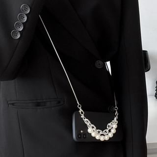 Case Strap Alloy Phone Pearl Faux Lanyard /