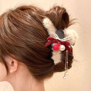 Bow Accent Furry Hair Claw