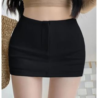 Pencil Plain High Waist Mini Skirt