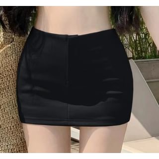 Pencil Plain High Waist Mini Skirt