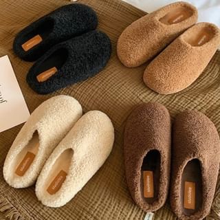 Fleece Mules Plain Platform