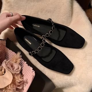 Accent Jane Rhinestone Heel Low Mary Pumps Velvet