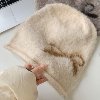 Beanie Knit Print Bow