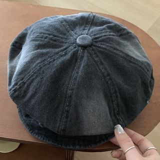 Washed Newsboy Cap Distressed Denim