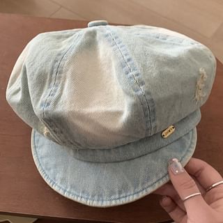 Washed Newsboy Cap Distressed Denim