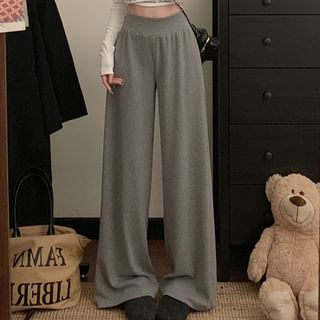 Wide High Leg Rise Pants Plain