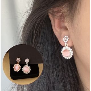 Drop Rhinestone / Cabochon Clip Earring On