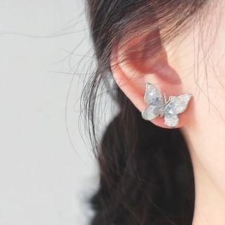 / Stud On Rhinestone Earring Butterfly Clip