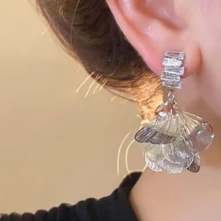 / Drop Rhinestone Earring Clip Petal On