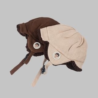 Knit Trapper Embroidered Cartoon Hat