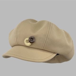 Plain Newsboy Cap Buttoned