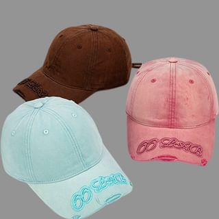 Washed Baseball Lettering Cap Embroidered
