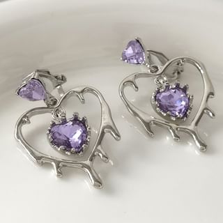 Sterling Silver Drop 925 Heart Earring