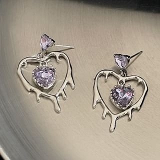 Sterling Silver Drop 925 Heart Earring