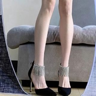 Pointed Toe Stiletto Rhinestone Fringed Pumps D'Orsay (Various Designs)