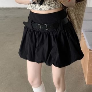 Skirt Waist Mini + Set: Belt Paperbag Plain High