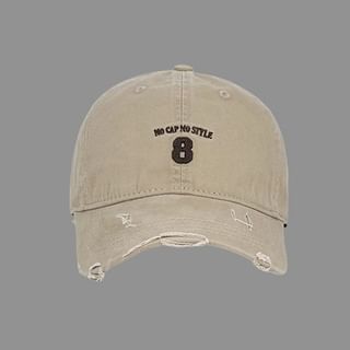 Washed Distressed Cap Embroidered Number