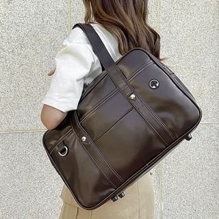 Faux Leather Pocketed Tote Bag