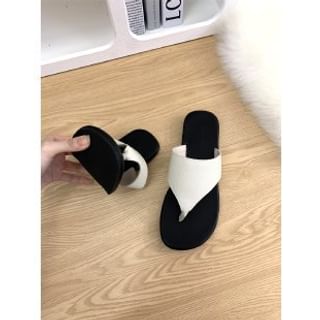 Slide Thong Leather Sandals Faux