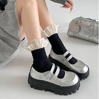 Strap Leather Mary Platform Adhesive Faux Shoes Jane