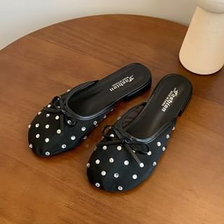 Mules Mesh Rhinestone Bow