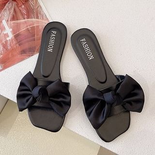 Satin Slide Bow Sandals