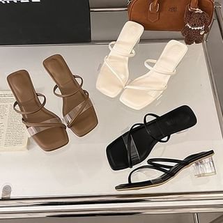 Slide Sandals Heel Square Low PVC Toe