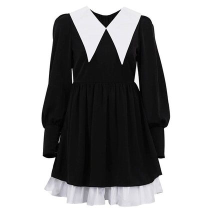 Charming Mini Black Collar Dress