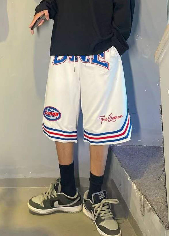 Shorts Summer Loose Men Blue Elastic Basketball Print Waist