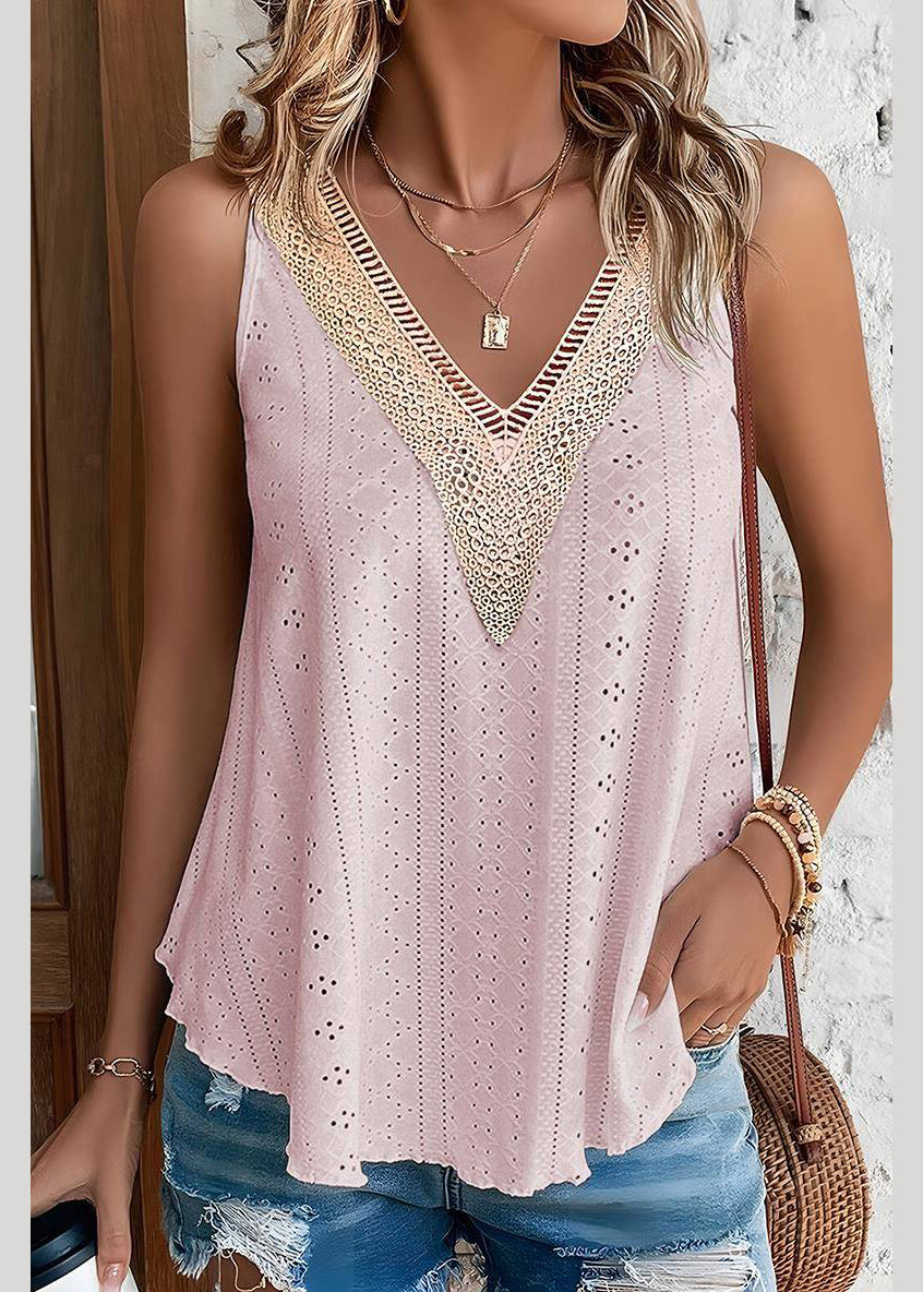 Loose Out Sleeveless Thin Pink Hollow Tank