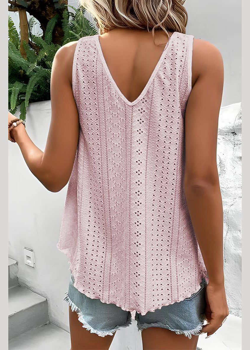 Loose Out Sleeveless Thin Pink Hollow Tank