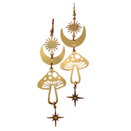 Golden Moon Mushrooms Earrings