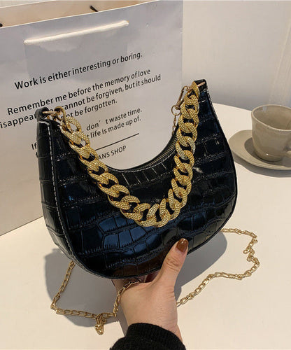 Green Faux Modern Linked Shoulder Bags Leather Chain