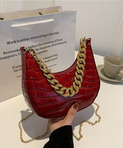 Green Faux Modern Linked Shoulder Bags Leather Chain