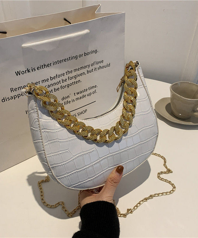 Green Faux Modern Linked Shoulder Bags Leather Chain