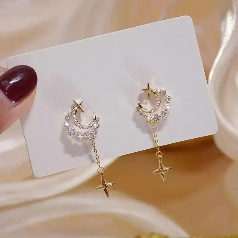 Moon Diamonds Crosses Earrings MK Kawaii Store