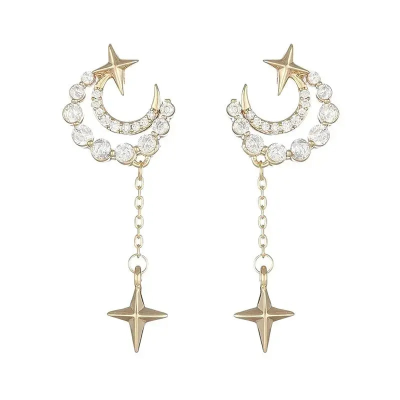 Moon Diamonds Crosses Earrings