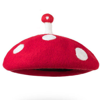 Red Mushroom Beret Hat