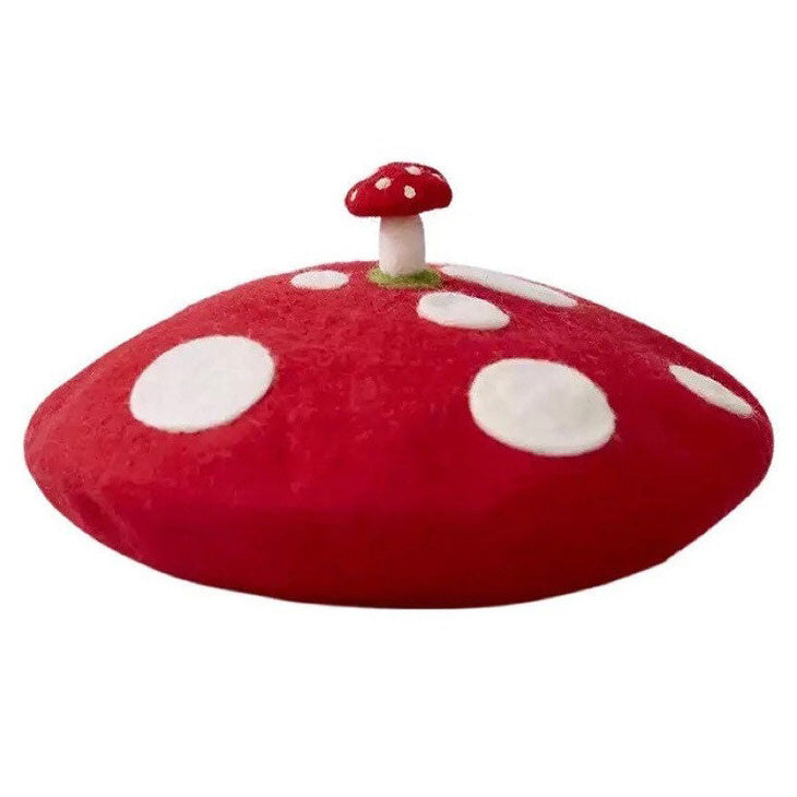 Red Mushroom Beret Hat