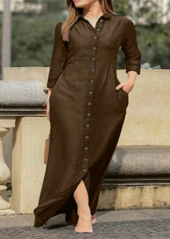 Fall Dress Button Peter Long Black Collar Pan Shirts Natural