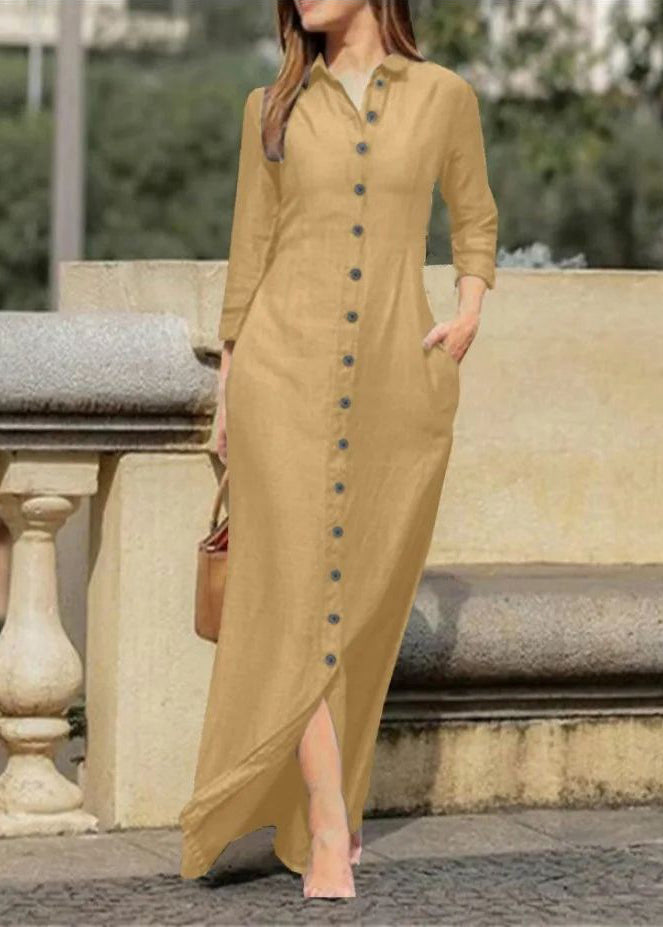 Fall Dress Button Peter Long Black Collar Pan Shirts Natural