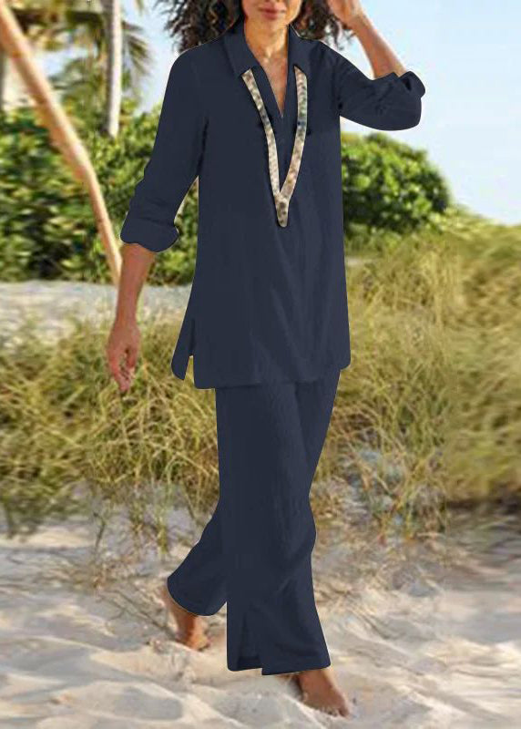 Pan Wide Peter Two Natural Khaki Leg Collar Pants Shirt And