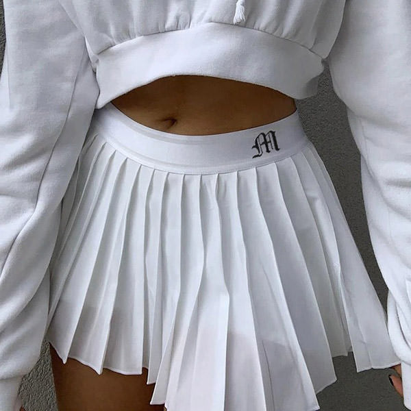 Black and White Pleated Skirt