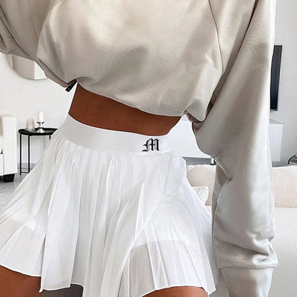 Black and White Pleated Skirt