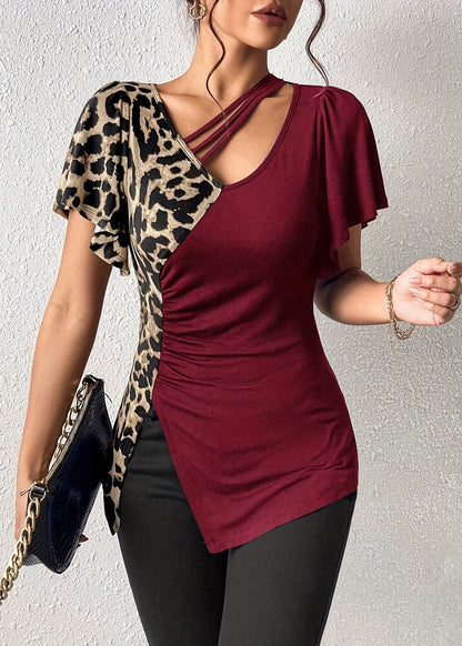 Tops Green Butterfly Army Cotton Patchwork Asymmetrical New