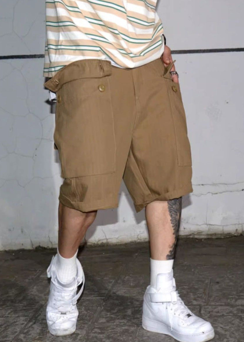 Pockets Army Cotton Green Summer Shorts High Men Waist New Print