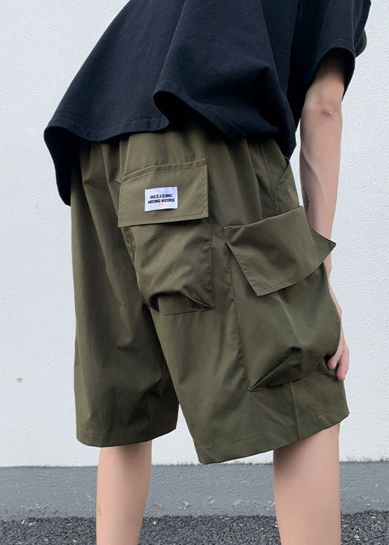 Summer Mens Black Pockets Elastic Shorts New Cotton Waist