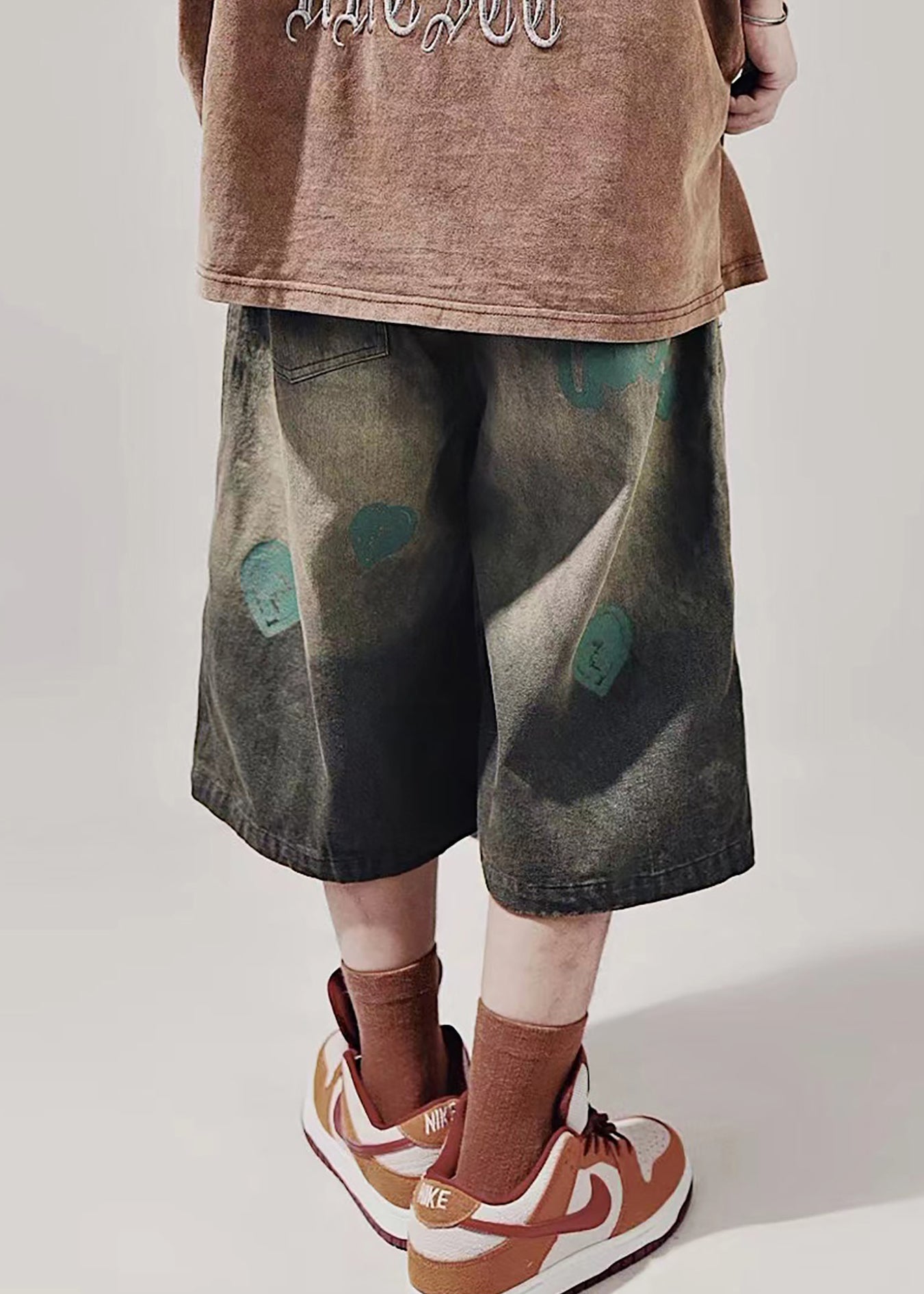 Blue Summer Shorts Mens Waist Lace Print Up New Elastic